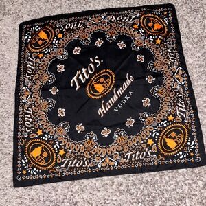 Titos Handmade Vodka Black Orange Paisley‎ Bandana Scarf Accessory